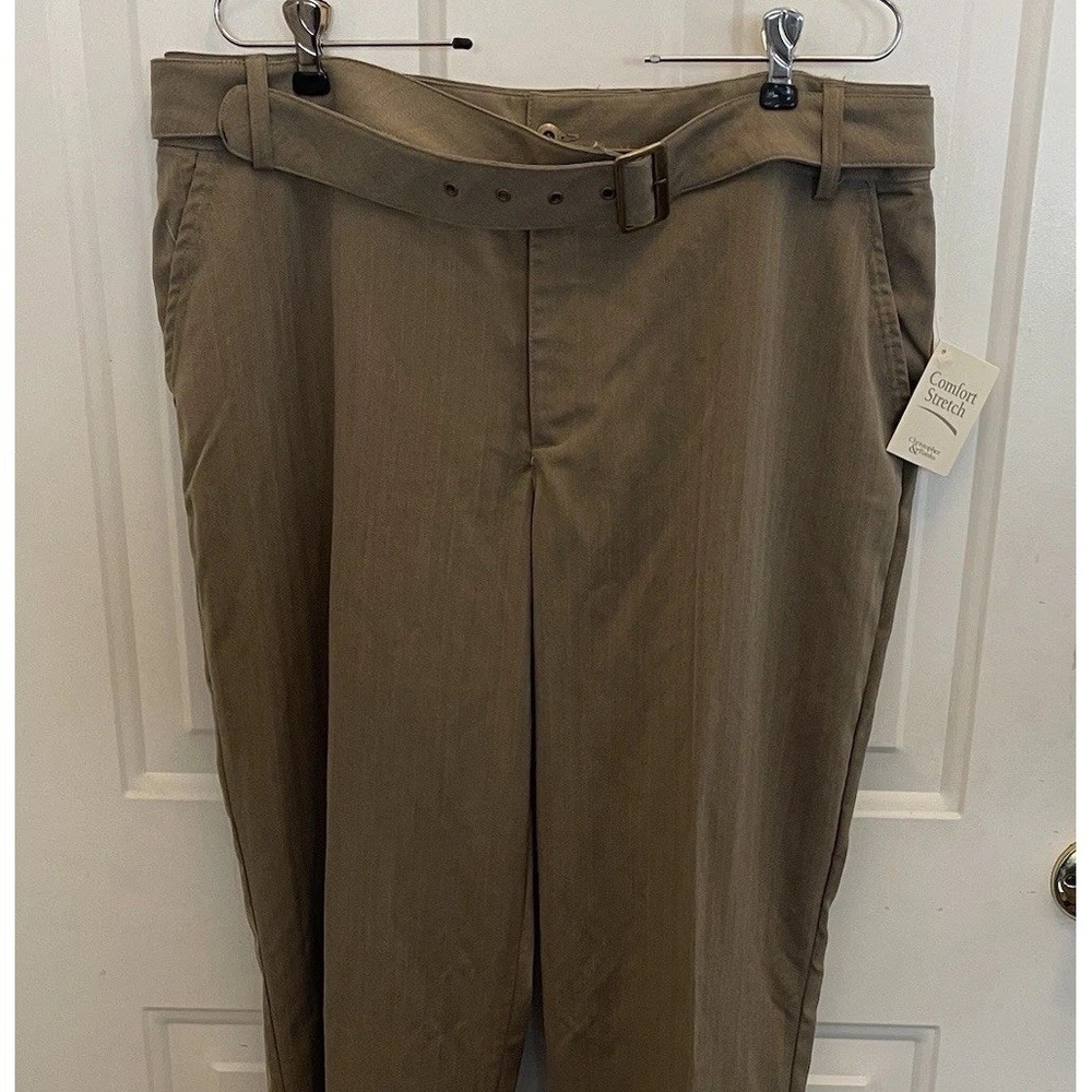 Christopher And Banks Brown Belt Straight Leg Pants Stretch Career Womens 16 New